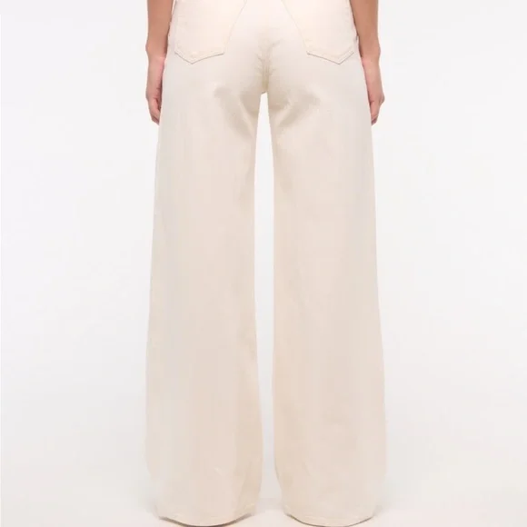 Abercrombie & Fitch Cream Wide Leg Jeans - Picture 2 of 6